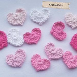 Herz Applikationen,12 gehäkelte Herz Applikationen,Herz Motive,Verzierungen,Scrapbook,Nähen,rosa Herzen,Valentinstag Dekor,Kartengestaltung