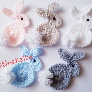 Crochet bunny appliques x 2,motifs,embellishment,sewing,knitting,rabbit motif,baby colours