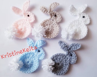 Crochet bunny appliques x 2,motifs,embellishment,sewing,knitting,rabbit motif,baby colours