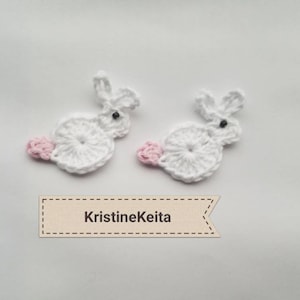 Gehäkelte Mini Hasen Applikationen,Kaninchen Applikationen,Baumwolle Applikationen,Kartenherstellung,Nähen,Baumwollapplikationen,Mini Ostermotive,Set von 2, 4 cm