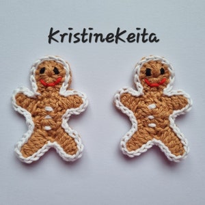 Lebkuchenmänner Applikationen,Weihnachts Applikation,Häkeln,Lebkuchenmann Motive,Embellishment,stricken,Baumwolle Applikationen,Kartengestaltung,2er Set