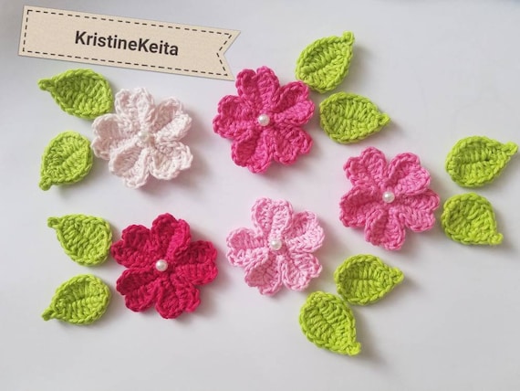Crochet Yellow flowers card making craft scrapbook Handmade 5cm Set of 20
