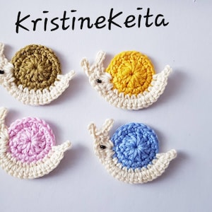 Appliques d’escargot de crochet, appliques d’escargot, appliques d’escargot de coton, motifs d’escargot, ensemble de 4,embellissements, scrapbooking, fabrication de carte, couture