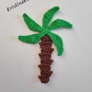 Crochet Palm Tree Applique, Cotton Tree Motif, Sewing Card making