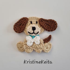 Crochet Dog Applique, 100% Cotton Motif, Card Making Embellishment