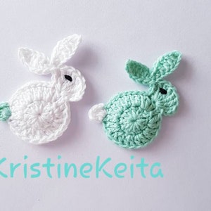 Crochet bunny appliques,rabbit appliques,farm animal applique,card making,sewing,scrapbooking,cotton applique,pastel mint bunny motif,easter