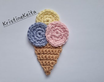 Crochet ice cream applique,embellishments,Scrapbook,sewing,ice cream motif,cotton ice cream,handmade,card making