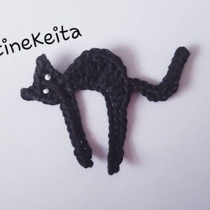 Black cat applique,crochet Halloween applique,cat motif,embellishment,sewing,knitting,cotton applique,card making,scrapbooking,Halloween