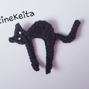 Svart kattapplikation, virkad Halloween-applikation, kattmotiv, utsmyckning, sömnad, stickning, bomullsapplikation, korttillverkning, scrapbooking, Halloween