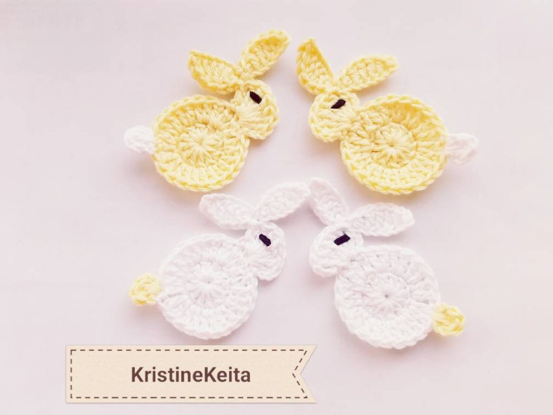Crochet Bunny Appliques,rabbit Appliques,farm Animal Applique,card ...