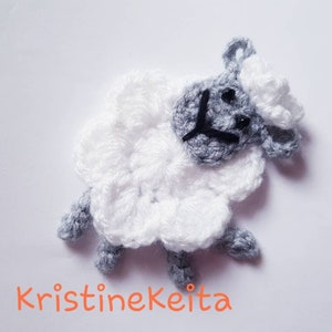Applique de mouton au crochet, applique d'agneau, embellissement, motif de mouton, couture, appliques de bébé, animaux de ferme, vêtements de bébé, applique de couverture de bébé, blanc