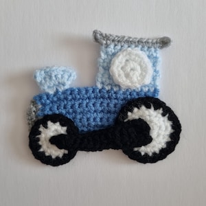 Crochet Train Applique, Blue  Acrylic Embellishment