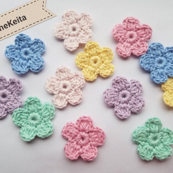 Fleurs au crochet, 12 fleurs, fleurs en coton, fleurs pastel, couture, fabrication de cartes, fleurs de scrapbooking, fleur artisanale, motif de fleurs, appliques de fleurs