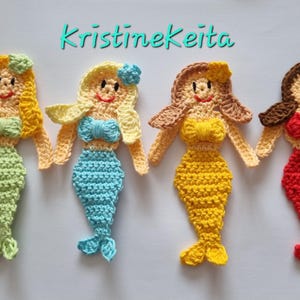 Applique sirène au crochet, applique vie marine, motif sous-marin, embellissement, tricot, applique en coton, fabrication de cartes, scrapbooking, motif sirène