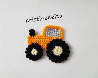 Crochet tractor,tractor applique,yellow tractor,tractor motif,embellishment,sewing,1pcs,knitting,farm applique