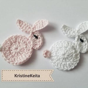 Häkeln Hase Applikationen, Kaninchen Applikationen, Bauernhof Tier Applikation, Kartenmachen, Nähen, Scrapbooking, Baumwolle Applikation, blass rosa/weiß Hase Motive