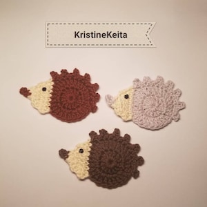 3 Gehäkelte Igel Applikationen,Verzierungen,Scrapbook,Nähen,IgelMotive,Baumwoll igel Applikationen,braune Igel,handgemacht,Kartenherstellung