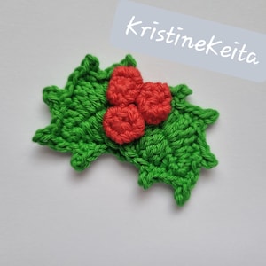 Bacca di agrifoglio all'uncinetto, applicazioni di bacche di agrifoglio, motivo di bacche di agrifoglio, abbellimento, cucito, decorazioni natalizie, bacche di agrifoglio in cotone, decorazioni per etichette regalo di Natale