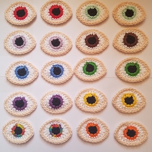 Gehäkelte Augenapplikationen, Augenapplikationen, Baumwollaugenapplikationen, Kartenherstellung, Nähen, Scrapbooking, Baumwollapplikationen, Augenmotive, 2er-Set