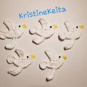 5 Applicazioni di gabbiani, applicazione di gabbiani all'uncinetto, motivo di gabbiano, abbellimento, cucito, maglia, applicazione di cotone, creazione di biglietti, scrapbooking, piccolo uccello