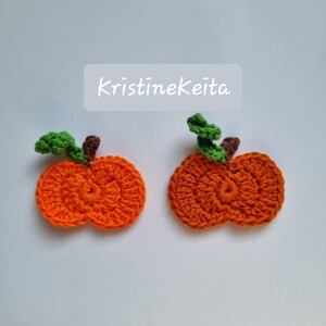2 Häkel-Kürbis Applikationen,Verzierungen,Gehäkelte Kürbisse,Gehäkelte Kürbisse,Gehäkelte Karten,Halloween Applikationen,Motive,Baumwolle,Orange Kürbisse