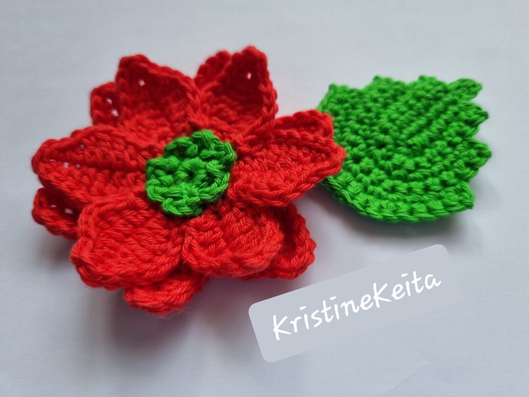Crochet Christmas Flower,crochet Cotton Flower,poinsettia Flower,red