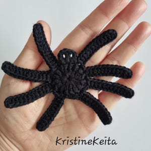Aplique de aranha de crochê, enfeite de Halloween em algodão preto