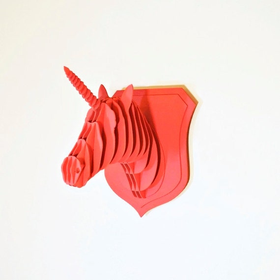 Items similar to Wooden Unicorn head 3D painted with acrylic paints on Etsy
