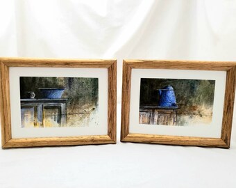 2 Charles L. Sizemore original oil paintings. Study in Blue. Signed. Very good condition. In original oak frames. Ships FREE in USA.