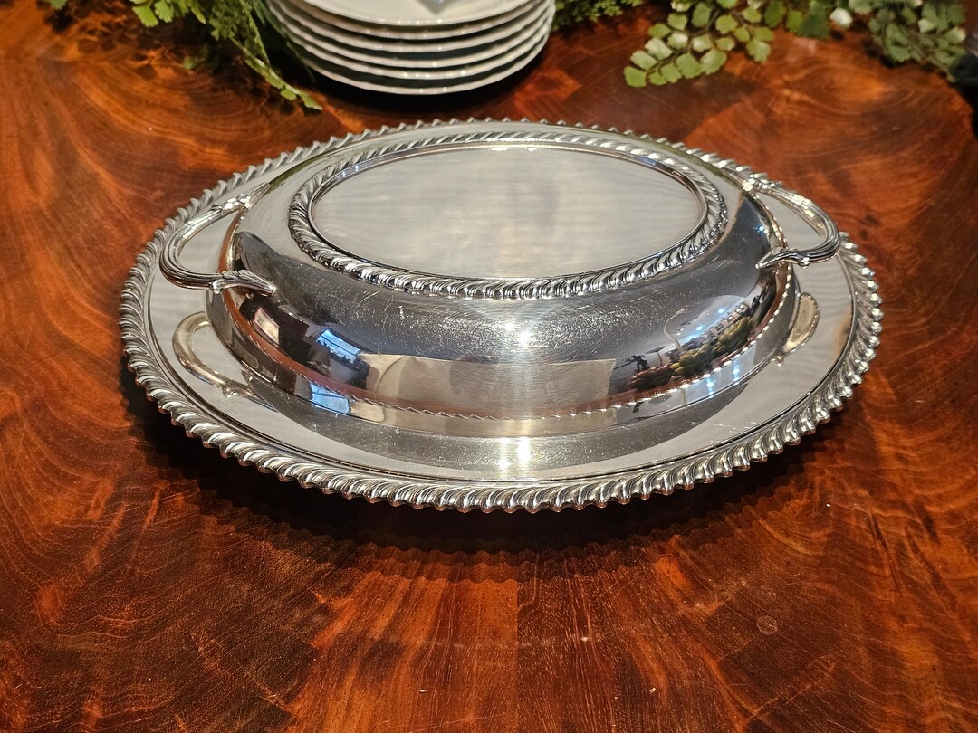 Covered Silver Dish by Wilcox Dragoon Edge nice Weight Great Covered Silver Dish by Wilcox Dragoon Edge nice Weight Great