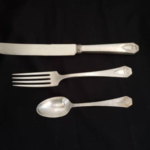 Heraldic vintage Silverware dining knives, forks, spoons, salad/dessert forks. Your choice. Polished, ready to use. Ships FREE in USA.