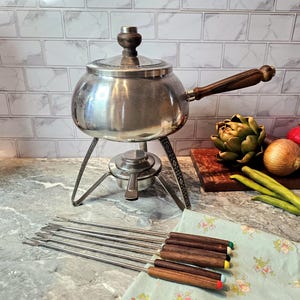 Fondu Set. Stainless Steel. 6 Forks. Ships FREE in USA