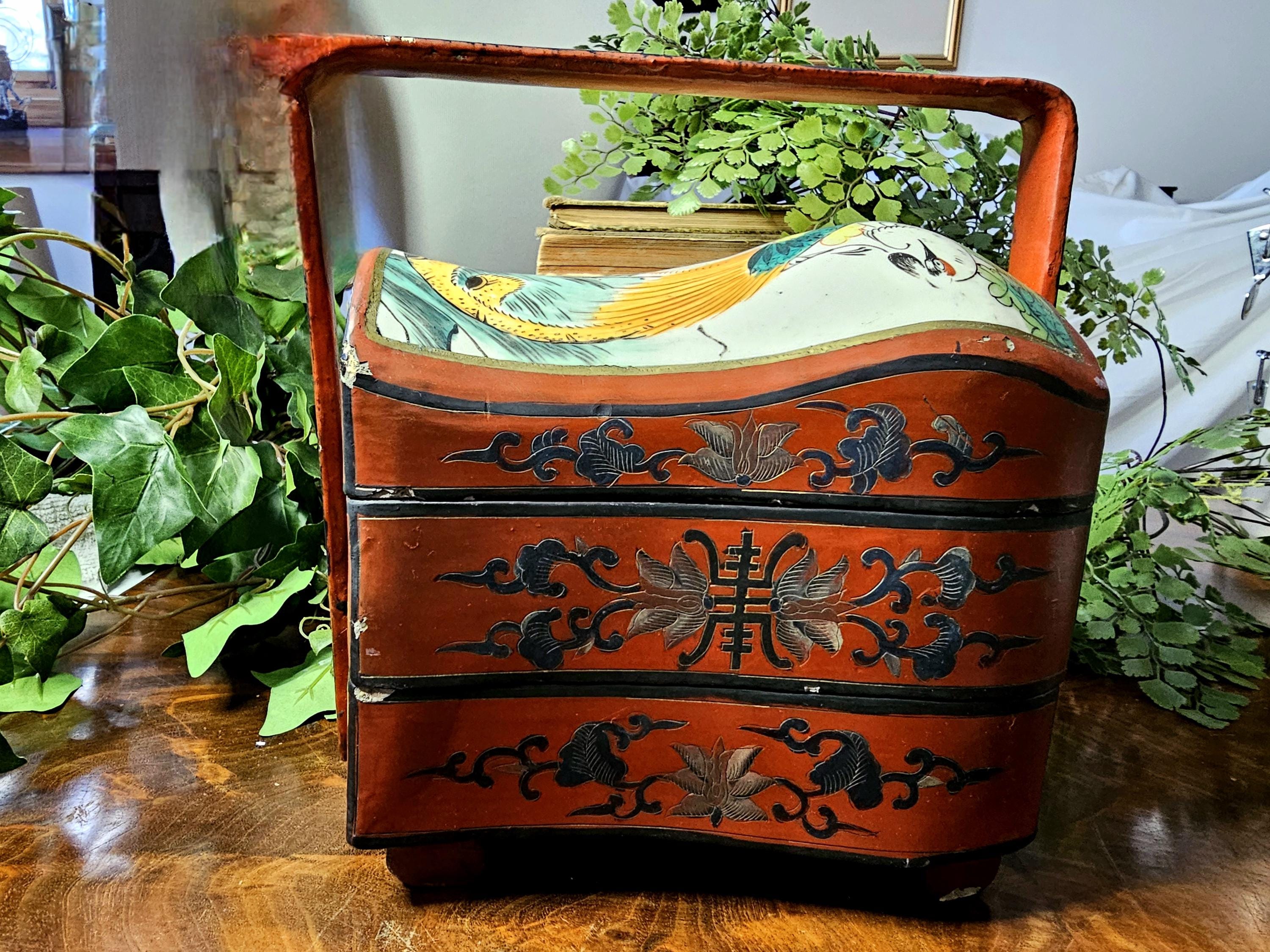 Japanese Chinese Lacquered Basket Box - Etsy