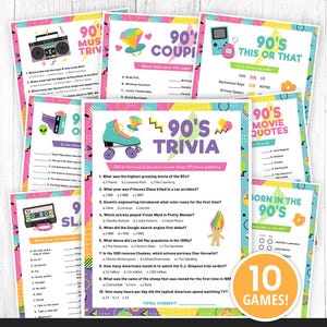 90s Games Bundle Printable, 90s Party Games, 90s Trivia, 90s Activities, 1990s Party Games for Kids & Adults, 90s This or That, DIGITAL
