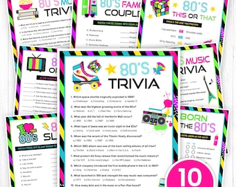 Paquete de juegos imprimibles de los 80, actividades de los 80, juegos de fiesta de los 80, trivia de los 80, juegos de fiesta de los 80 para niños y adultos, esto o aquello de los 80, DIGITAL
