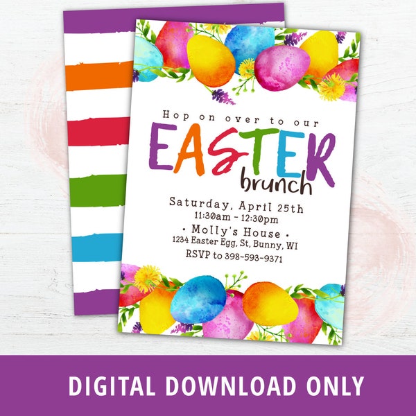 Easter Brunch Invitation, Easter Invitation, Easter Egg Hunt Invitation, Watercolor Easter Easter Birthday Party Invite Easter Flyer DIGITAL