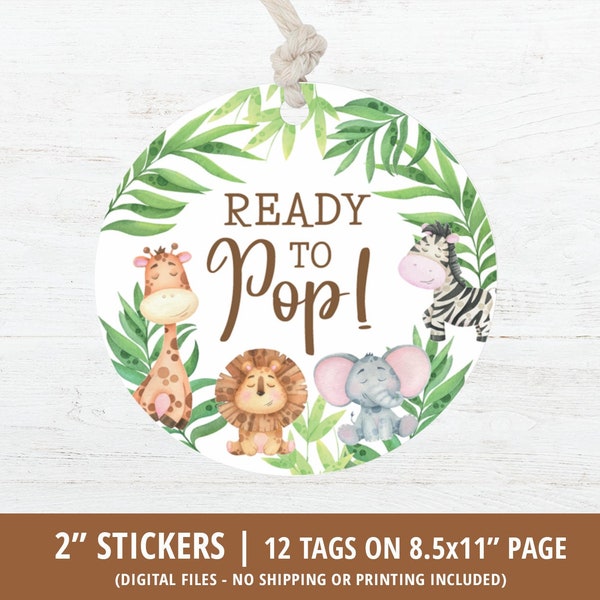 Safari Ready To Pop Stickers, Safari Popcorn Labels, Safari Baby Shower Favors Tags, Jungle Baby, Cupcake Toppers, Printable DIGITAL