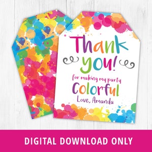 Art Painting Thank You Tags, Art Favor Tags, Art Painting Birthday Party, Paint Birthday Tags, Party Decor, Colorful Printable Tags, DIGITAL