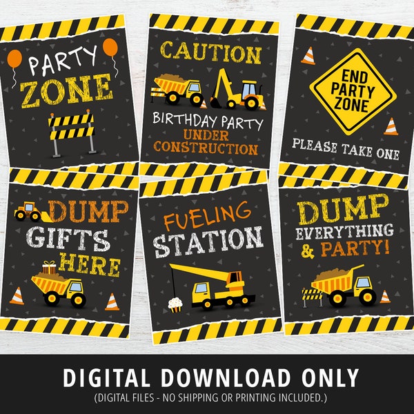 Construction Birthday Signs, Construction Party Signs, Construction Birthday Decor, Construction Party, Dump Truck, DIGITAL