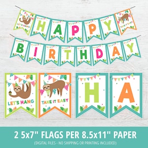 Sloth Birthday Banner, Sloth Banner, Sloth Birthday Party Decor, Sloth Party Decoration, Happy Birthday Banner, Jungle Banner, Wild, DIGITAL