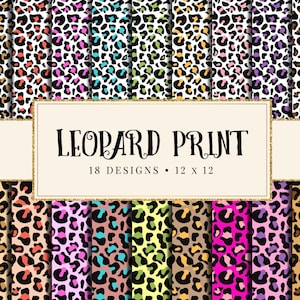 Léopard, papier numérique sans couture à imprimé guépard, ensemble de 18 fonds d'impression animal, motif guépard, peau de léopard, papier de scrapbooking, imprimable
