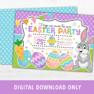 Easter Invitation, Easter Bunny Invitation Kids, Easter Egg Hunt Party, Spring Birthday Party, Easter Invite Easter Party Invitation DIGITAL