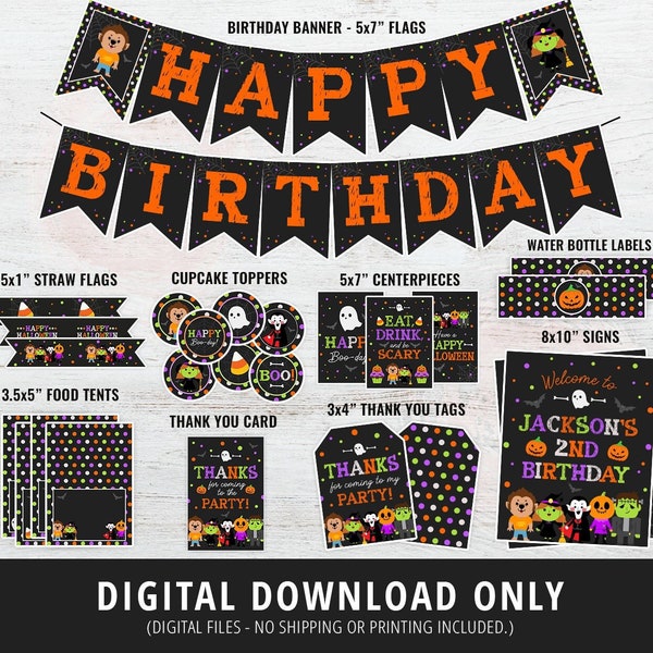 Halloween Birthday Decorations, Halloween Birthday Party Decor, Costume Party, Halloween decoration printable, Halloween Sign, kids, DIGITAL