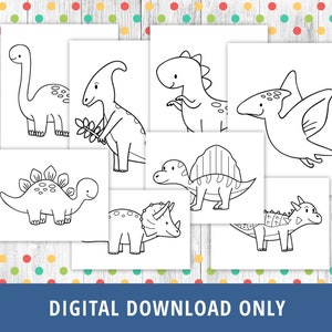 恐竜のぬり絵、赤ちゃん恐竜の印刷物、恐竜ゲーム、恐竜アクティビティ、印刷可能なぬり絵、恐竜パーティー デジタル