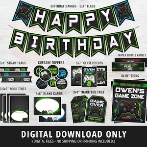 Video Game Party Decorations, Video Game Birthday Party Decor, Game Birthday Decor, Game Party Bundle, Video Game, Signs, Banner DIGITAL
