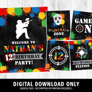 Paintball Party Signs, Paintball Birthday Party Signs, Paintball Welcome Sign, Paintball Party, Paintball Decorations, Printable, DIGITAL