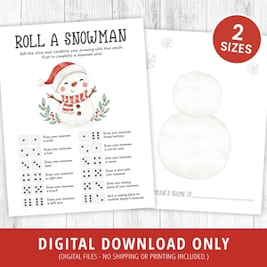 Christmas Roll A Snowman Dice Game, Printable Christmas Dice Game, Family Christmas Activity, Kids Holiday Dice Fun, Christmas Game, DIGITAL