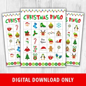 Christmas Bingo, Christmas Games, Christmas Bingo Printable, Christmas Family Games, Christmas Activities for Kids, Winter Bingo DIGITAL image 1