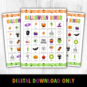 Halloween Bingo, Halloween Games, Halloween Bingo Printable, Halloween Family Games, Halloween Activities for Kids DIGITAL image 1