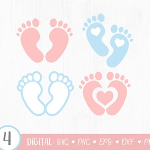 Baby voetafdruk SVG, baby voeten SVG, baby svg, baby voetafdrukken clipart, babyshower svg, baby clipart, harten, Cricut, png, dxf, eps, digitaal